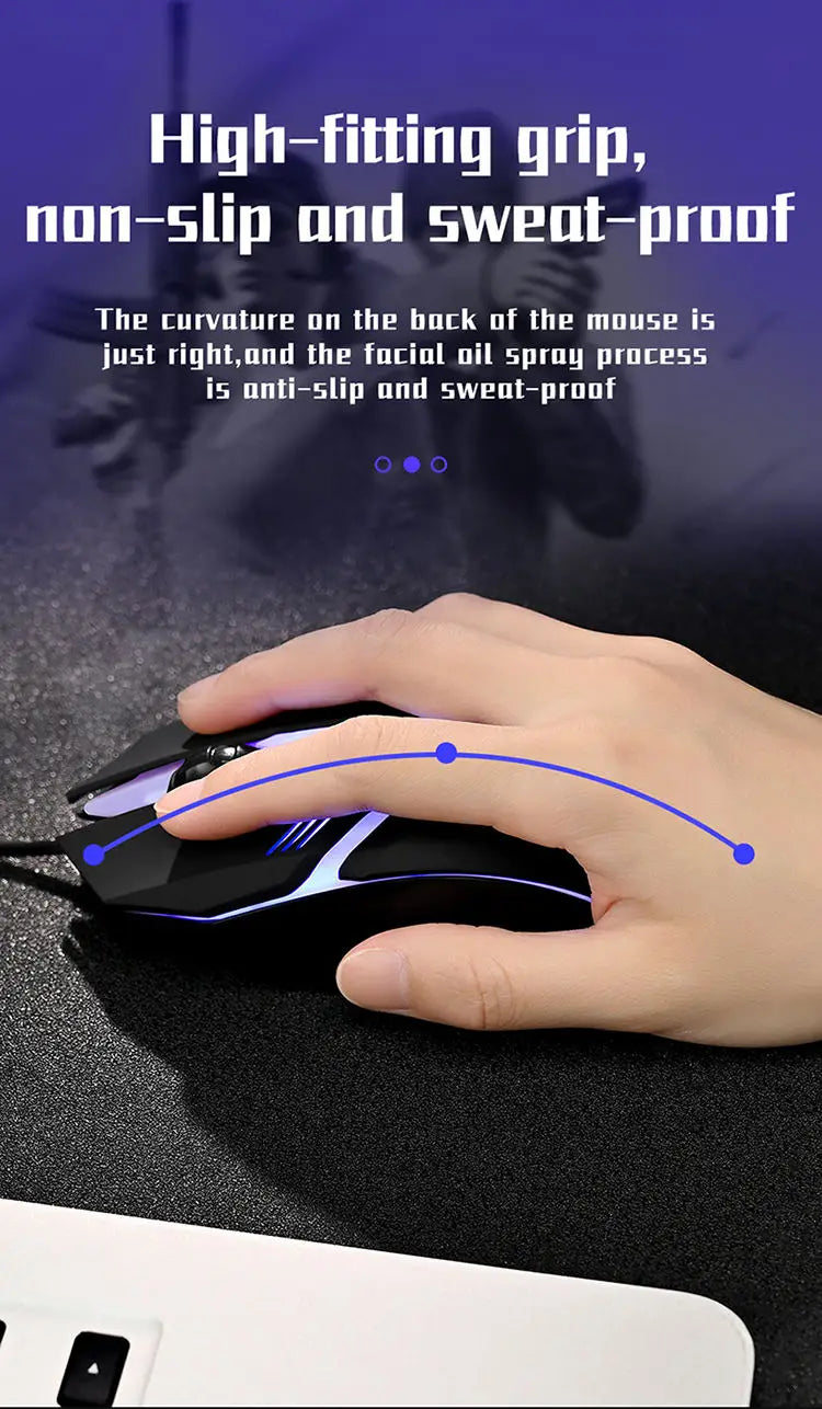 1 PC ITLY M01 Sports LED Luminous Backlit USB Wired Gaming Mouse for Desktop PC Laptop Office Computer Gaming Mouse