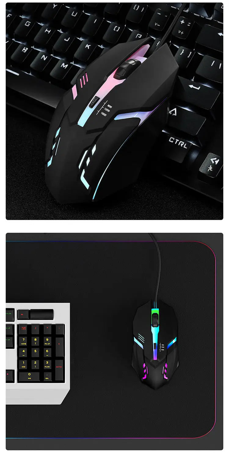1 PC ITLY M01 Sports LED Luminous Backlit USB Wired Gaming Mouse for Desktop PC Laptop Office Computer Gaming Mouse