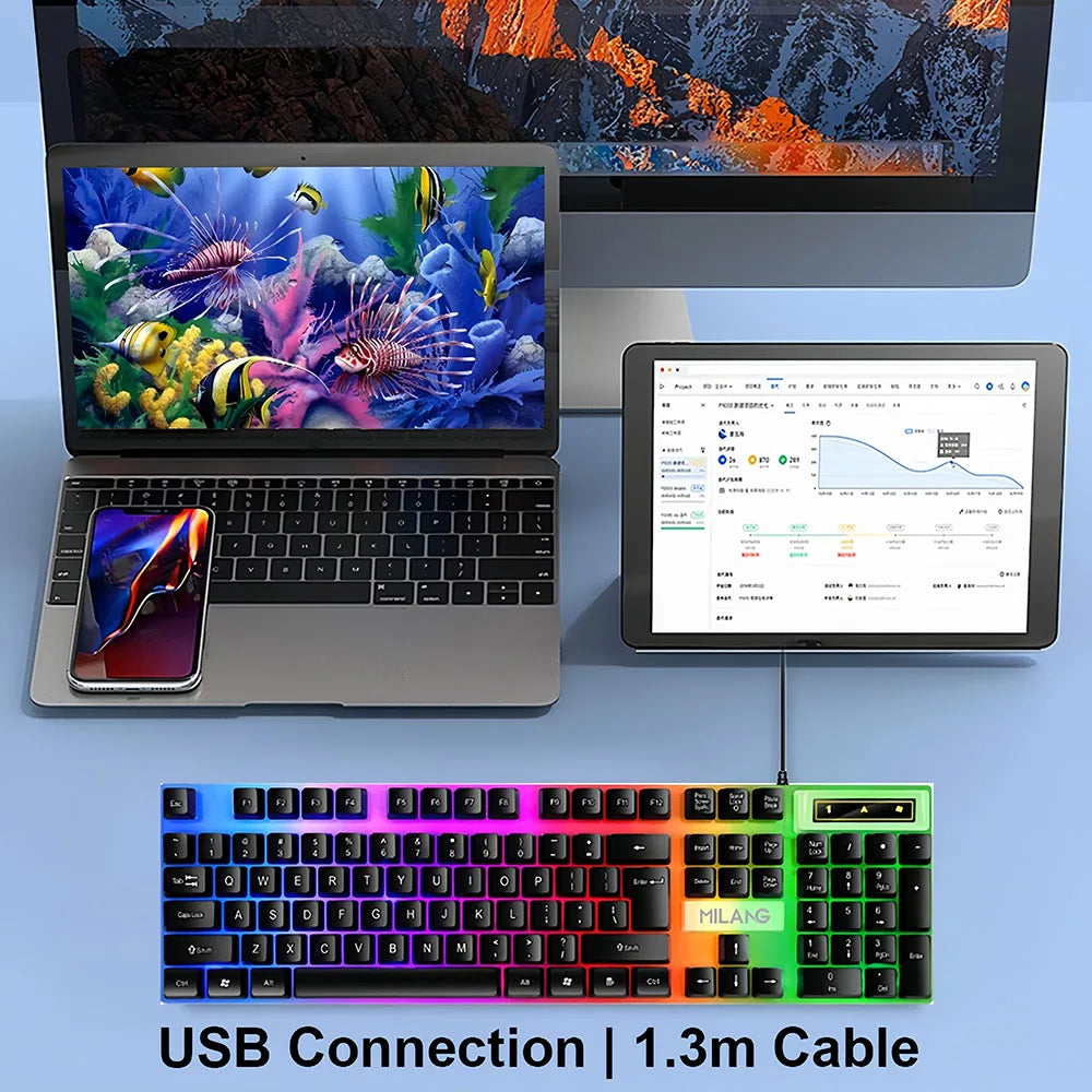 104 key Backlit Mechanical Keyboard Wired Gaming Keyboard waterproof Luminous keyboard And Mouse Set for Gamer PC Laptop Office