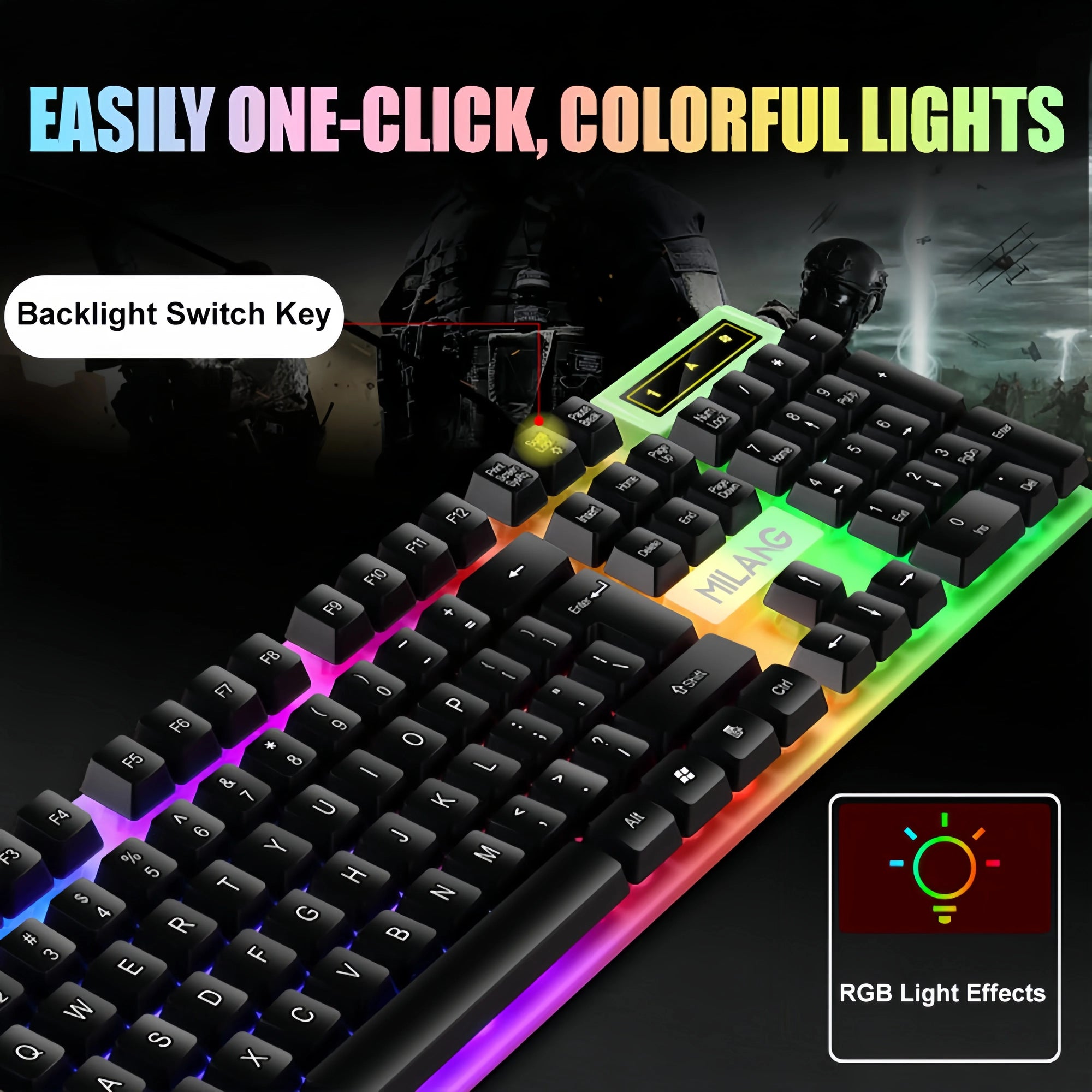 104 key Backlit Mechanical Keyboard Wired Gaming Keyboard waterproof Luminous keyboard And Mouse Set for Gamer PC Laptop Office
