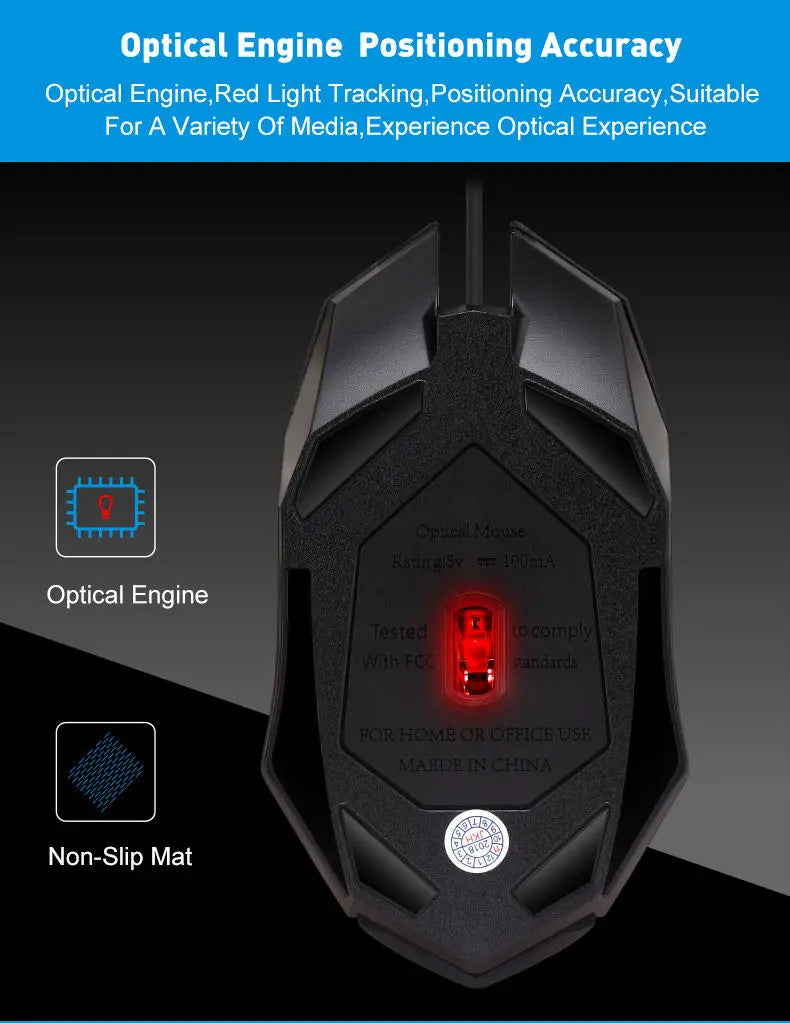 1 PC ITLY M01 Sports LED Luminous Backlit USB Wired Gaming Mouse for Desktop PC Laptop Office Computer Gaming Mouse