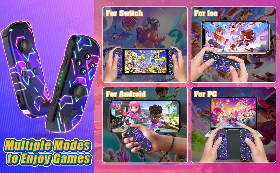 For Nintendo Switch/Oled/Lite Joycons Wireless Controller Gaming Accessories With 6-Axis Gyro Turbo Vibration Wake-Up Bluetooth