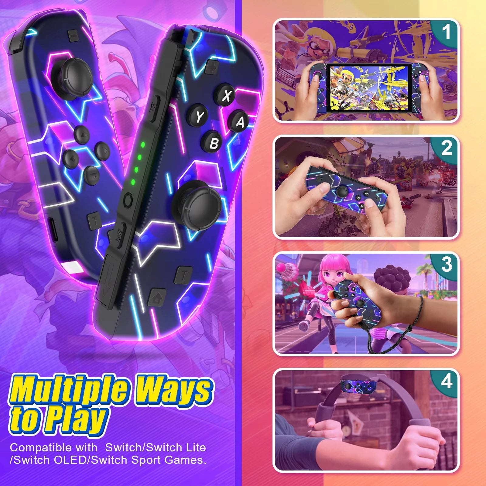 For Nintendo Switch/Oled/Lite Joycons Wireless Controller Gaming Accessories With 6-Axis Gyro Turbo Vibration Wake-Up Bluetooth
