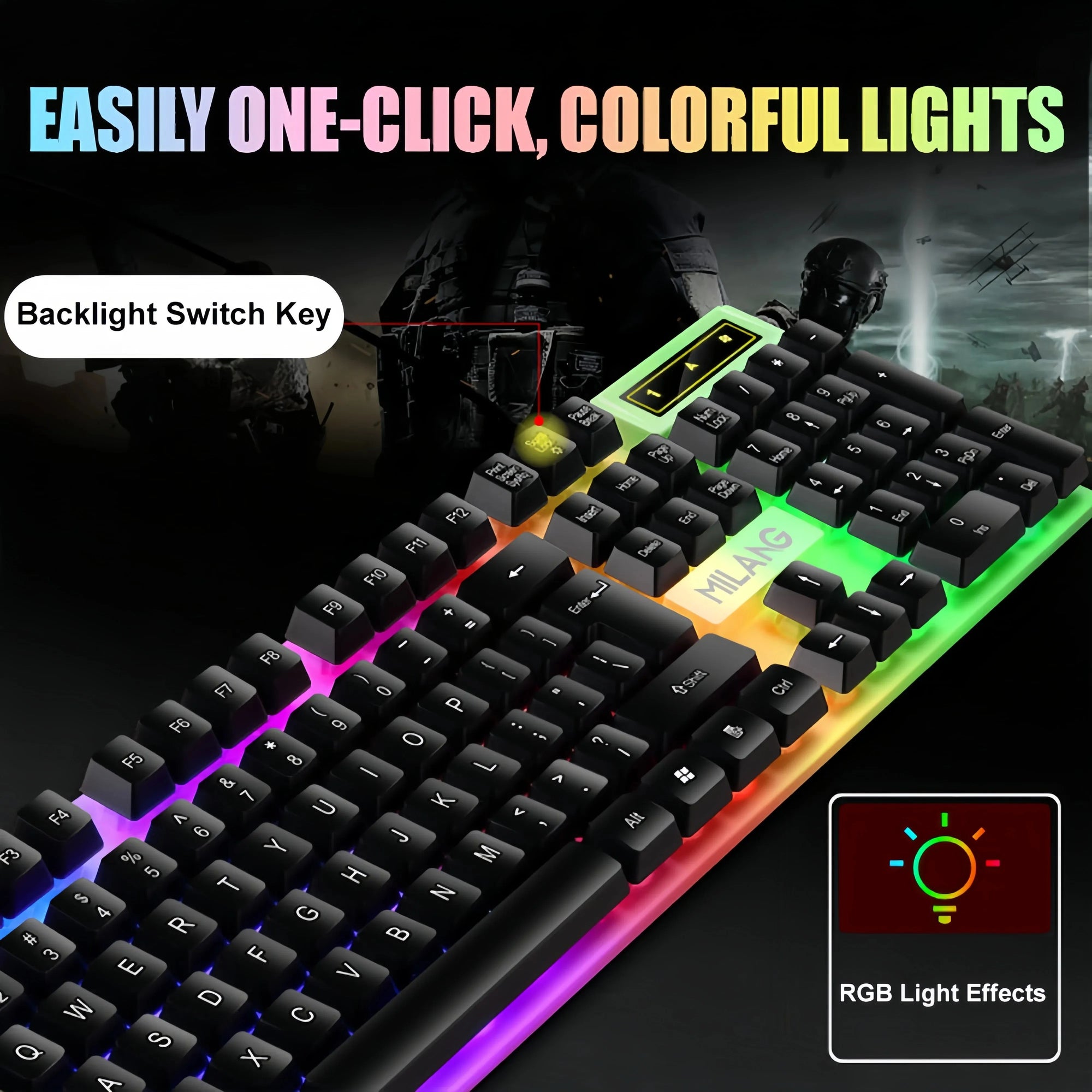 104 key Backlit Mechanical Keyboard Wired Gaming Keyboard waterproof Luminous keyboard And Mouse Set for Gamer PC Laptop Office