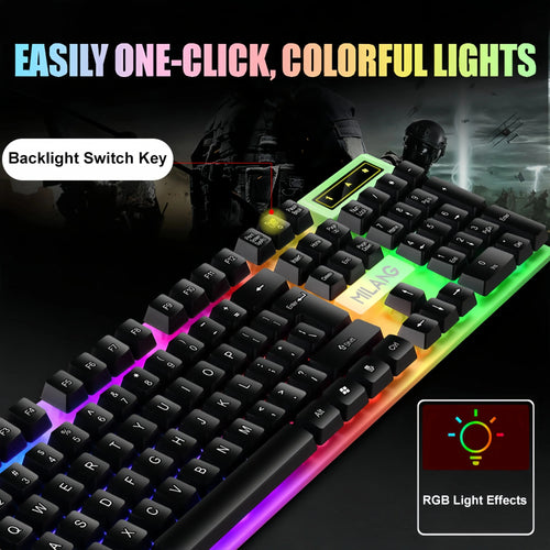 104 key Backlit Mechanical Keyboard Wired Gaming Keyboard waterproof Luminous keyboard And Mouse Set for Gamer PC Laptop Office
