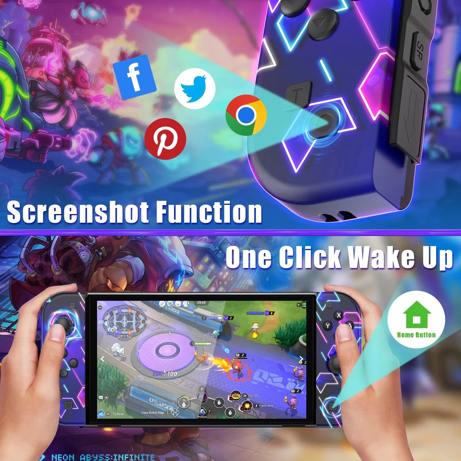 For Nintendo Switch/Oled/Lite Joycons Wireless Controller Gaming Accessories With 6-Axis Gyro Turbo Vibration Wake-Up Bluetooth