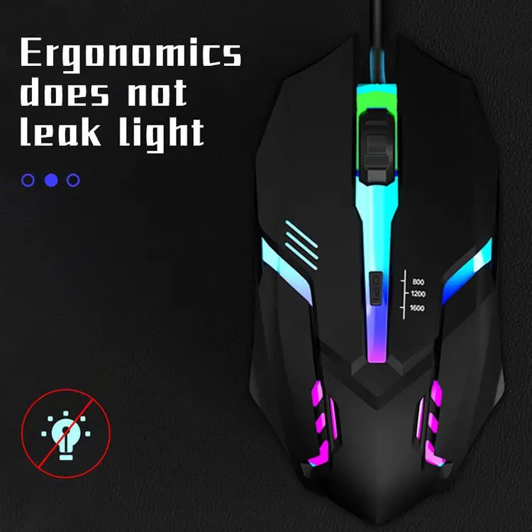 1 PC ITLY M01 Sports LED Luminous Backlit USB Wired Gaming Mouse for Desktop PC Laptop Office Computer Gaming Mouse